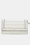 Witte Gevlochten Clutch van Imitatieleer met Afneembaar Schouderhengsel