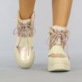 Beige/Rosé Snowboots met Elastische Band