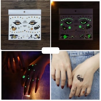 Halloween Glow In The Dark Tijdelijke Tattoo Set