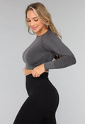 Donkergrijze Korte Longsleeve Sporttop