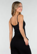 Zwarte Crop Top met Spaghetti Bandjes en Stretch