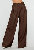 Bruine Tall Wide Leg Broek met Plooien
