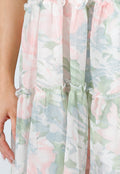Pastel Bloemenprint Jurk met Spaghettibandjes en Ruches