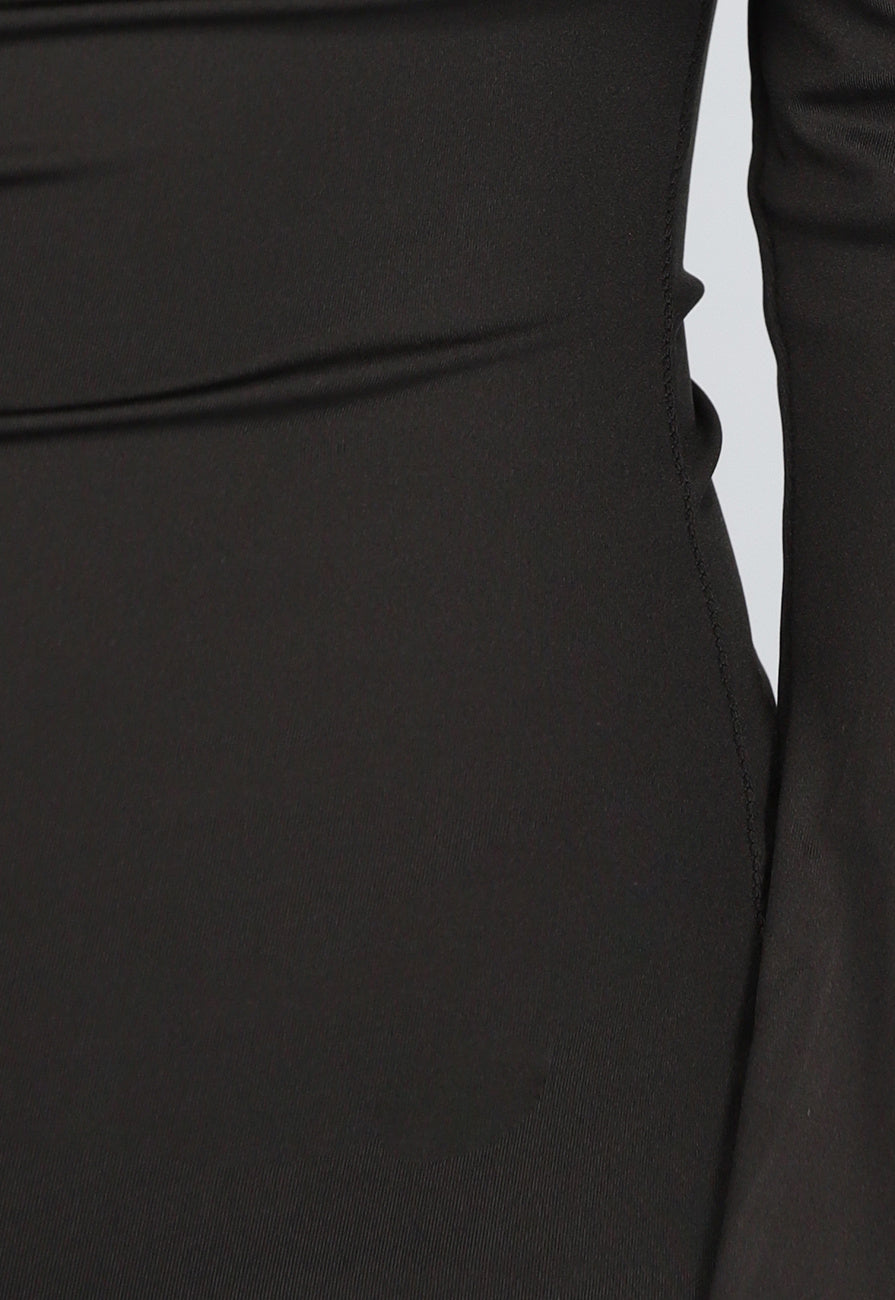 Zwarte Off Shoulder Jurk met Wijduitlopende Mouwen