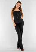 Zwarte Strapless Gilettop met Knopen