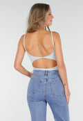 Lichtblauwe Bodysuit met Spaghetti Bandjes en Pads
