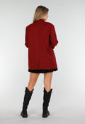 Bordeauxrode Oversized Blazer met Knoopsluiting en Reverskraag