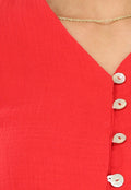 Rode Longsleeve Playsuit van Mousseline Stof
