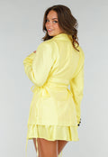 Botergele Blazer Rok Set met Korsetveters en Geplooide Rok met Stretch