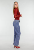 Bordeauxrode Mesh Top met Studs