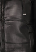 Zwarte Lederlook Bodywarmer met Capuchon