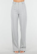 Lichtgrijze Pantalon met Stretch en Rechte Pijpen
