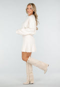 Crème Gebreide Two-Piece met Trui en Rok