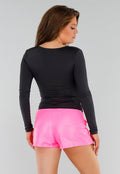 Zwarte Top met Lange Mouwen en Sweetheart Halslijn