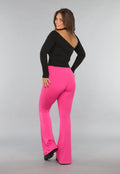 Tall Fuchsia Elastische Legging Broek met Wijde Pijpen