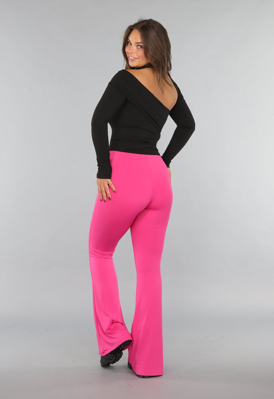 Tall Fuchsia Elastische Legging Broek met Wijde Pijpen