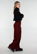 Bordeaux Fleece Lounge Broek met Wijde Pijpen