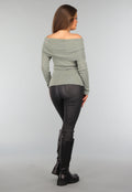 Groene Top met Omgeslagen Hals
