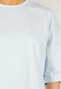 Lichtblauw Oversized T-Shirt met Korte Mouwen en Backprint