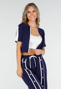 Donkerblauwe Two-Piece Set met Vestje en Wijde Pijpen