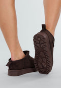 Bruine Instappers met Suede Look en Stevige Zool
