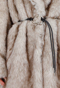 Beige Imitatiebont Jas met Ceintuur