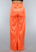 Satijnen Oranje Wide Leg Cargo Broek
