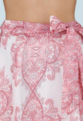 Roze Maxi Rok met Paisley Print en Strikceintuur