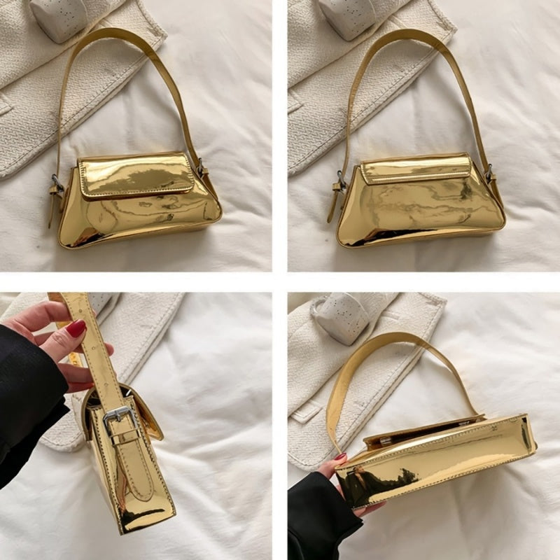 Gouden Verstelbare Metallic Schoudertas