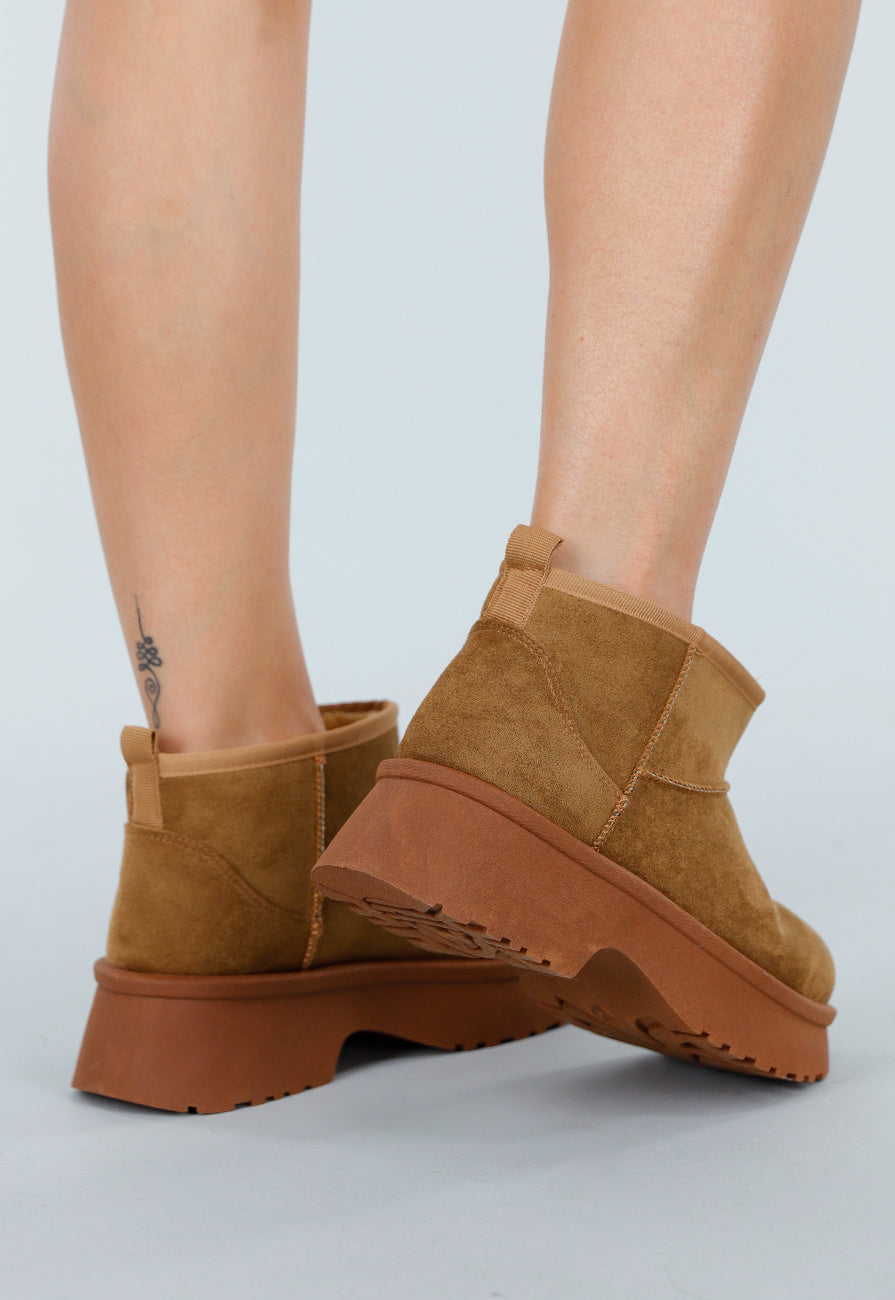 Bruine Suede Snowboots met Voering