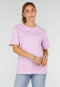Lila Basic T-Shirt met Ronde Hals en Korte Mouwen