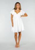 Witte Korte Jurk met Strik, Open Rug en Korte Mouwen