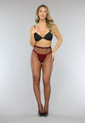 Wijnrode Fishnet Panty met Klein Patroon