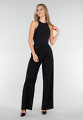 Zwarte Linnenlook Glitter Pantalon  met Stretchband