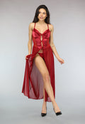 Satijnen Rode Slipdress met Ruches
