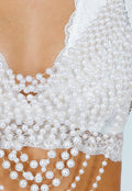 Witte Parelketting Bodychain met Haltersluiting