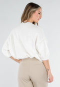 Witte Wolmix Trui met Halflange Mouwen
