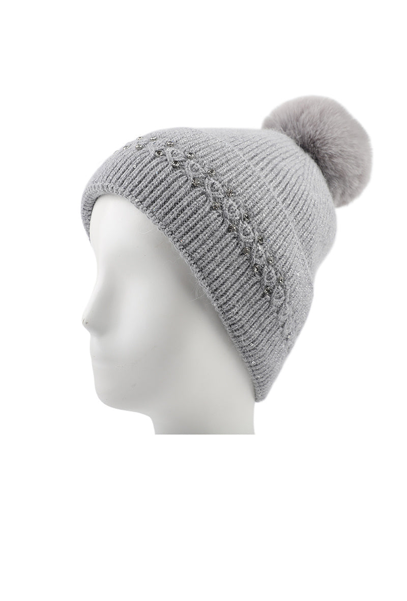 Gebreide Glitter Muts met Pompon