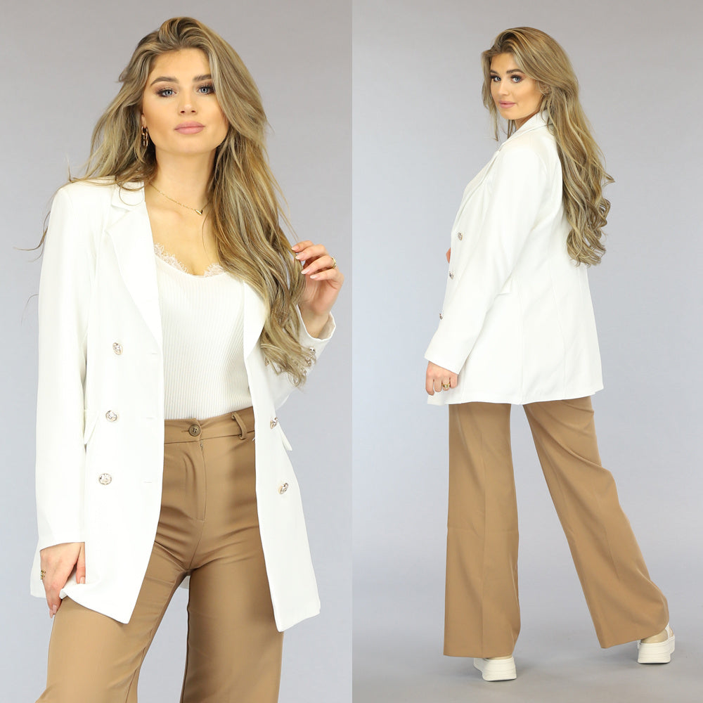 Halflange Witte Button Blazer