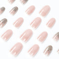 Ovaal Nude Nepnagels met Glitter