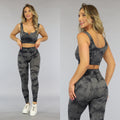 Zwarte Marmerlook Sporttop met Drukkers