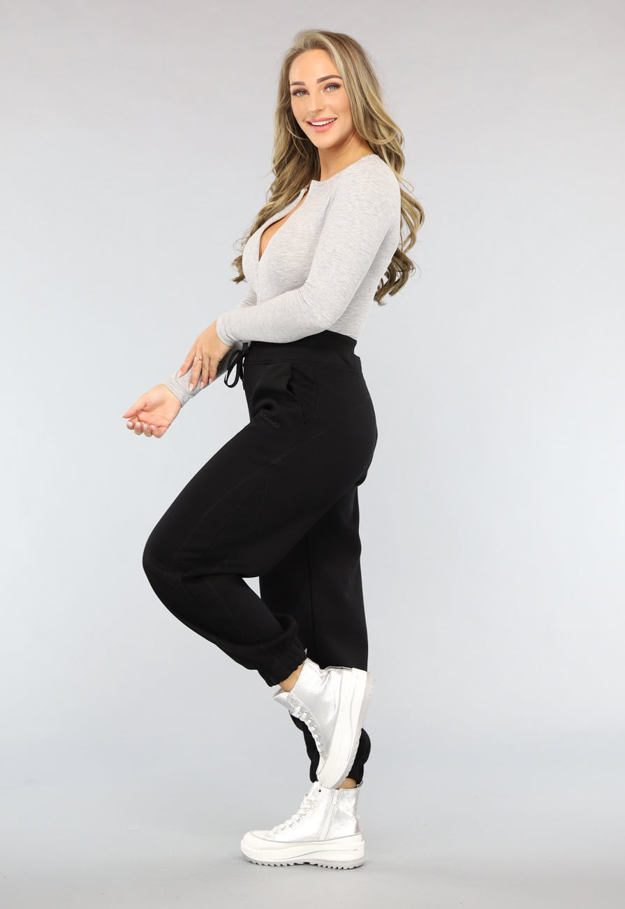 Zwarte Lounge Broek met Grote Elastische Band