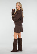Donkerbruine Gebreide 2-Piece Set met Trui en Rok