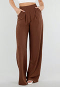 Tall Linnenlook Bruine Pantalon met Stretchband