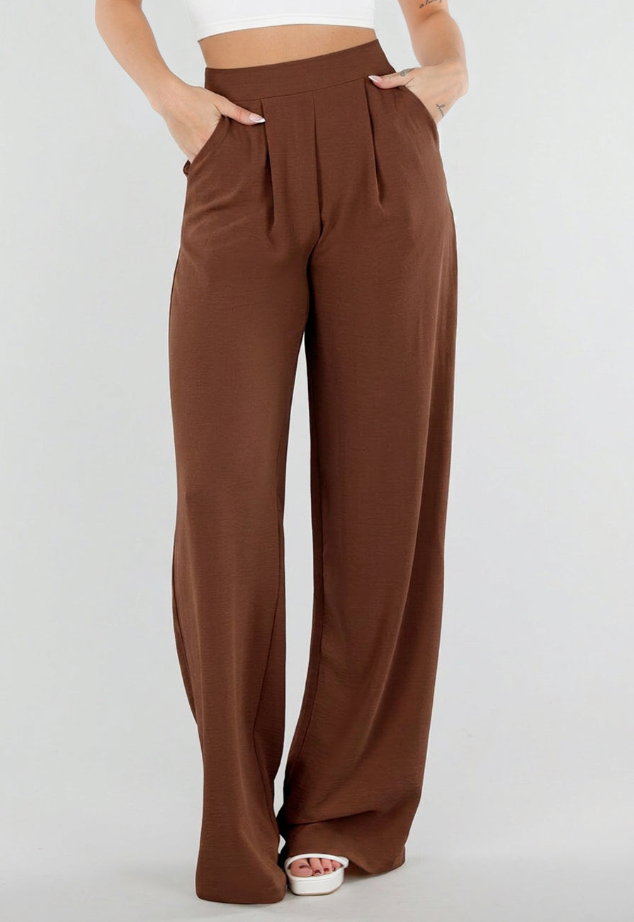 Tall Linnenlook Bruine Pantalon met Stretchband