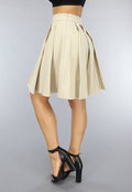 Geplooide Beige Skater Rok