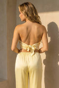 Botergele Satijnen Set met Bandeau Top En Wijde Broek