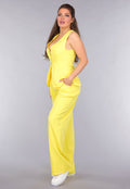Gilet Co Ord Set met Pantalon in Geel