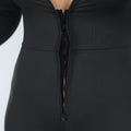 Zwarte Shaping Jumpsuit met Rits en Lange Mouwen