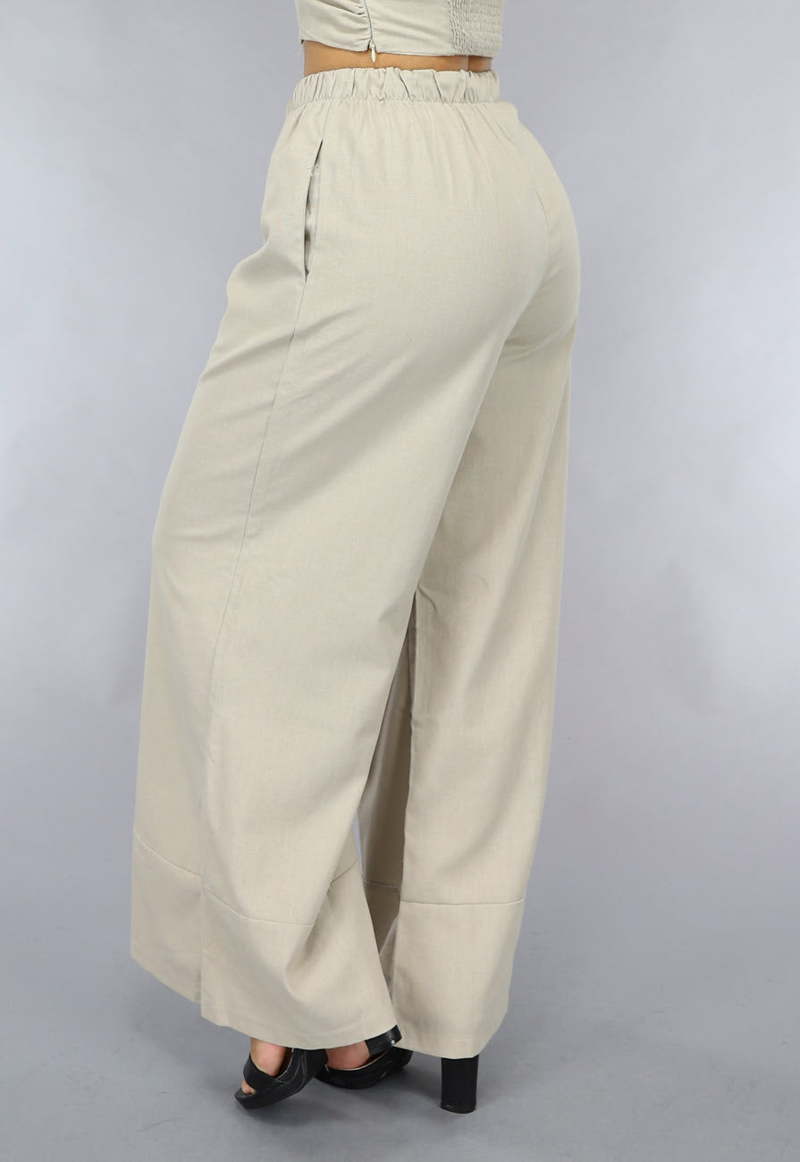 Wide Leg Linnenlook Broek